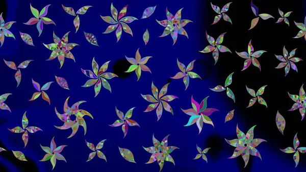 Yaprak ve çiçeklerin suluboya resimleri, mavi renkte çizimler. Yumuşak, mavi renkte bahar çiçekleri. Raster illüstrasyonu.