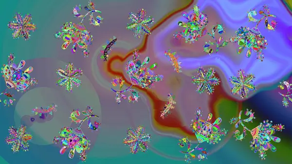 Raster illüstrasyonu. Çiçekli çiçek deseni, suluboya. Renkli Bahar Teması eskiz kalıbı. Düz Çiçek Elementleri Tasarımı. Mavi renkte çiçekler.