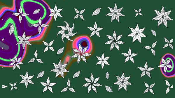 Yeşil renkli çiçekler. Çiçekli karalama şeklinde Raster çiçek deseni. Yumuşak, yaz çiçekli arka plan.