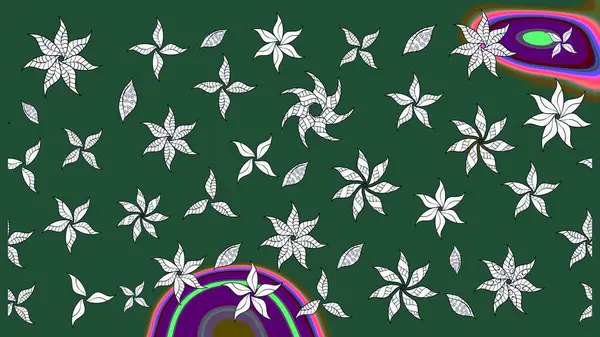 Raster - stok. Yeşil çiçekli eskiz deseni, suluboya çiçek deseni, sevimli çiçek, duvar kağıdı, kart veya kumaş için fayanslı.