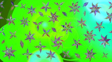 Yeşil renklerde. 3D çiçekler, eskiz. Raster illüstrasyonu.