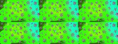 Yumuşak, yeşil renkli yaz çiçekleri. Çiçekli karalama şeklinde Raster çiçek deseni. Raster illüstrasyonu.