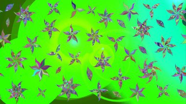 Yeşil renkler. Yaz çiçekleri teması. El çizimi, soyut ve süslü elementler. Klasik çiçekler. Suluboya resim taklit Raster illüstrasyonu.