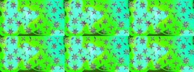 Yeşil renkli etnik çiçeklerle süslenmiş zarif bir eskiz şekli. Raster Çiçek İllüstrasyonu güzel tekstil..