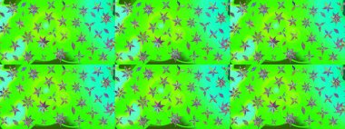 Raster illüstrasyonu. Çiçek arkaplan. Yeşil renkli şirin tekstil. Renkli çizim kalıbı. Çiçek duvar kağıdı.