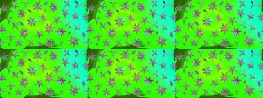 Şirin çiçek elementleri. Robot resim. Yeşil renkli çiçekler. Raster illüstrasyonu.