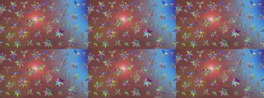 Çiçek desenli çizim. Raster illüstrasyonu. Raster illüstrasyonu. Asya tekstil tarzında. Kahverengi renkte çiçekler.