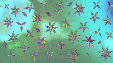 Yeşil renkte güzel çiçekler, suluboya desenli, duvar kağıdı, kart ya da kumaş için fayanslı eskizler. Raster..