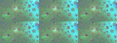 Düz Çiçek Elementleri Tasarımı. Renkli Bahar Teması eskiz kalıbı. Raster illüstrasyonundaki çiçek desenli çizim. Süslü kumaş deseni.