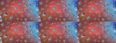 Düz Çiçek Elementleri Tasarımı. Raster illüstrasyonundaki çiçek desenli çizim. Süslü kumaş deseni. Renkli Bahar Teması çizim şablonu.