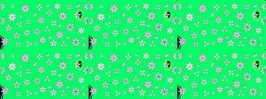 Raster illüstrasyonundaki çiçek desenli çizim. Suluboya tarzında yeşil renkte çiçekler.