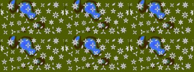 Çiçekli çiçek deseni, suluboya. Süslü kumaş deseni. Raster deseni.