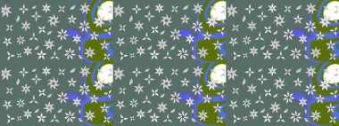 Raster illüstrasyonundaki çiçek desenli çizim. Tarafsız renklerde çiçekler.