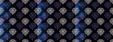 Raster altın desen. Kusursuz altın desenli bukleler. Doğu tarzı arabesk. Altın elementli siyah, mor ve mavi renkler. Raster illüstrasyonu.