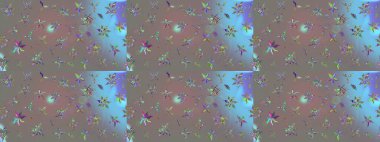 Kabile sanatı boho baskısı, klasik çiçek arkaplanı. Arkaplan dokusu, duvar kağıdı, çiçek temalı gri renkler. Soyut etnik raster çizim kalıbı.