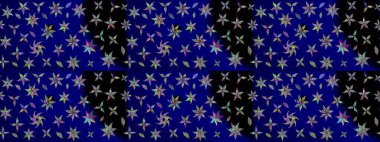 Üzerinde gelincikler ve vadi zambakları olan renkli çiçek desenli nakış deseni. Tekstil tasarımı için mavi renkli geleneksel halk çiçekleri buketi.