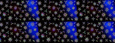 Raster düz çiçek çizim deseni. Hediye ambalaj kağıdı, tebrik kartları, posterler ve pankart tasarımı. Siyah renkte çiçekler.