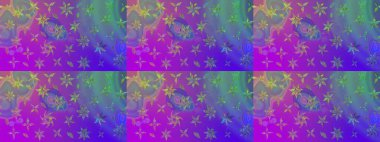 Asya tekstil tarzında. Mor renkli çiçekler. Raster illüstrasyonu. Düz Çiçek Elementleri Tasarımı. Renkli Bahar Teması eskiz kalıbı. Çiçek desenini çiz.