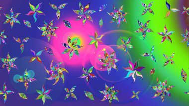 Mavi renkte etnik çiçeklerle süslenmiş zarif bir eskiz. Raster Çiçek İllüstrasyonu güzel tekstil..