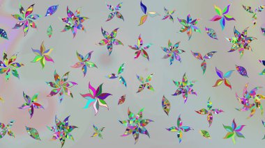 Gri renkli çiçekler. Raster illüstrasyonunda çiçek deseni çizimi.