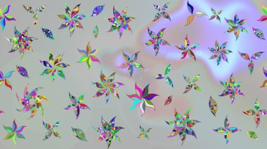 Suluboya tarzında gri renkli çiçekler. Raster illüstrasyonunda çiçek deseni çizimi.