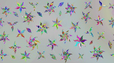 Raster çiçek desenli çiçek deseni, yapraklar, dekoratif elementler, sıçrama, lekeler, el çizimi kontur çizgileri ve Doodle çizim stili, grafik raster çizim çizimi.