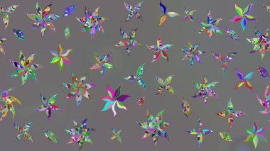 Suluboya stilinde gri renkte. Küçük çiçekli yay deseni çiz. Raster illüstrasyonu.