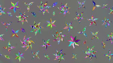 Üzerinde gri renkte karalamalar olan çiçek desenleri çiz. Raster illüstrasyonu.