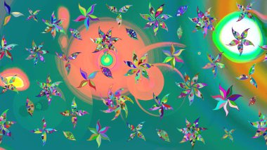 Mavi renkli çiçekler. Raster illüstrasyonu. Tropikal çizim çiçek deseni.