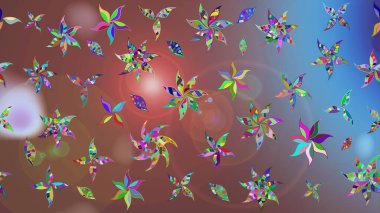 Kahverengi renkli çiçekler. Raster illüstrasyonunda çiçek deseni çizimi.