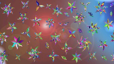 Kahverengi renkli çiçekler. Çizim çiçek deseni duvar kâğıdı olarak kullanılabilir. Raster illüstrasyonu.