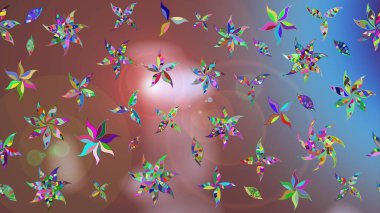 Raster illüstrasyonu. Renkli desenli eskiz deseni, kahverengi çiçekler ve dekoratif elementlerle. Kumaş, tekstil, duvar kağıdı baskısı için. Eski usul. Taslak arkaplan.