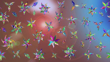 Küçük çiçekte hoş bir çiçek deseni var. Kahverengi renkler ve parlak çiçekler üzerine soyut çizim deseni. Çiçek elementli zarif raster dokusu..