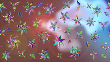 Çiçekler suluboya tarzında kahverengi renkte. Raster illüstrasyonunda çiçek deseni çizimi.