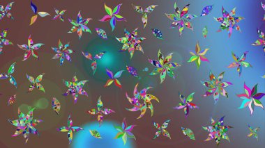 Çiçek ve yapraklı çiçek deseni. Raster illüstrasyonu. Küçük çiçekli şirin desen.