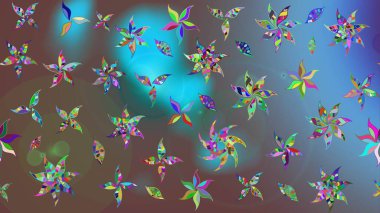 Düz Çiçek Elementleri Tasarımı. Sevimli çiçek raster deseni. Kahverengi renkli çiçekler. Renkli Bahar Teması çizim şablonu.