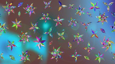 Mavi renkte etnik çiçeklerle süslenmiş zarif bir eskiz. Asya Tekstil 'inde Raster Çiçek İllüstrasyonu.