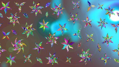 Kahverengi renkte çok kahverengi, zarif küçük çiçekler ve komik böcekler, raster desen, illüstrasyon.