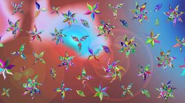 Düz Çiçek Elementleri Tasarımı. Renkli Bahar Teması eskiz kalıbı. Güzel kumaş deseni. Raster illüstrasyonunda çiçek deseni çizimi.