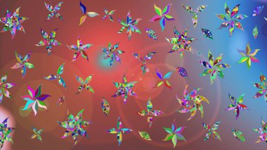 Düz Çiçek Elementleri Tasarımı. Renkli Bahar Teması eskiz kalıbı. Raster illüstrasyonu. Şirin çiçek elementleri. Çizim deseni Modaya uygun kumaş deseni.