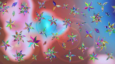 Varicoloneutral raster çizimi. Küçük çiçekteki sevimli çiçek deseni. Birçok nötr soyut çiçekli tropik çizim deseni.