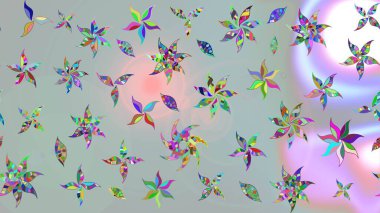 Gri renkli çiçekler. Raster illüstrasyonu. Tropikal çizim çiçek deseni.