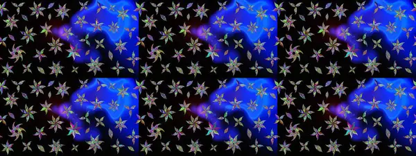 Raster hisseleri. Siyah üzerine çiçekler. Eskiz arkaplan modeli. Suluboya, elle çizilmiş.