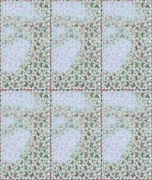 Raster illüstrasyonu. Kumaş, tekstil, baskı ve davetiye. Robot resim. Gri, nötr ve beyaz arka planda sevimli kelebekler.