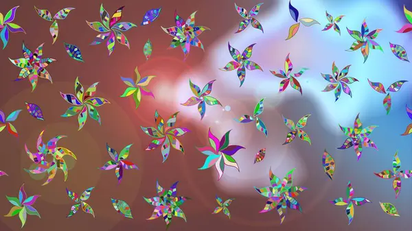 Çiçekler suluboya tarzında kahverengi renkte. Raster illüstrasyonunda çiçek deseni çizimi.