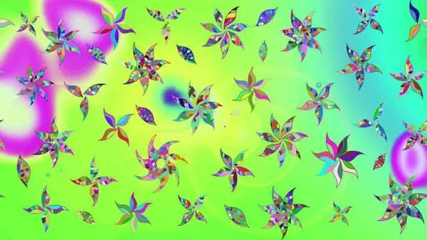 Sevimli çiçek raster deseni. Yeşil renkli çiçekler. Düz Çiçek Elementleri Tasarımı. Renk Bahar Teması eskiz şablonu.