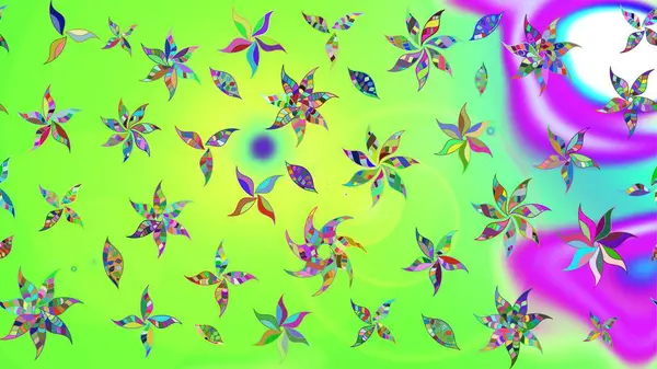 Raster illüstrasyonu. Renkli çizim kalıbı. Çiçek duvar kâğıdı. Yeşil renkli şirin tekstil. Çiçek arka planı.