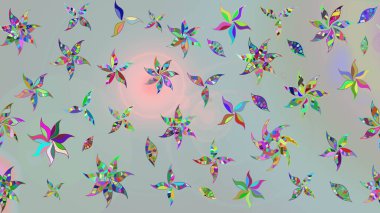 Raster Çiçek İllüstrasyonu güzel tekstil. Gri renkli etnik çiçeklerle zarif eskiz deseni.