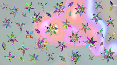 Raster illüstrasyonu. Çizim çiçek deseni duvar kâğıdı olarak kullanılabilir. Gri renkli çiçekler.