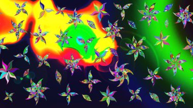 Düz Çiçek Elementleri Tasarımı. Gri renkli şirin çiçek deseni. Renkli Bahar Teması eskiz kalıbı. Raster Modaya uygun kumaş deseni.